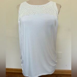 Lane Bryant White Sleeveless Top with beaded Detail #125
